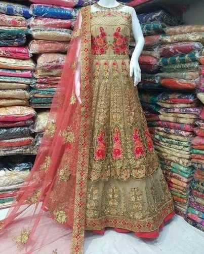 Cotton Silk Embroidered Long Gown