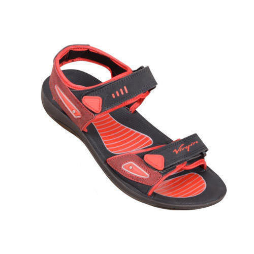 Gents PU Black and Red Sandal