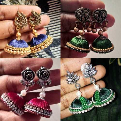 Buy Silk Thread Earrings  Silk Thread Jhumkas at Best Price