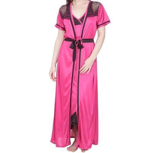 Ladies Satin Nightgown Set Size: Customized