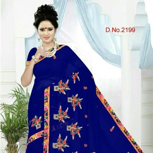 Ladies Partywear Net Embroidery Saree