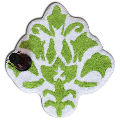 Green And White Color Shaped Bath Mat