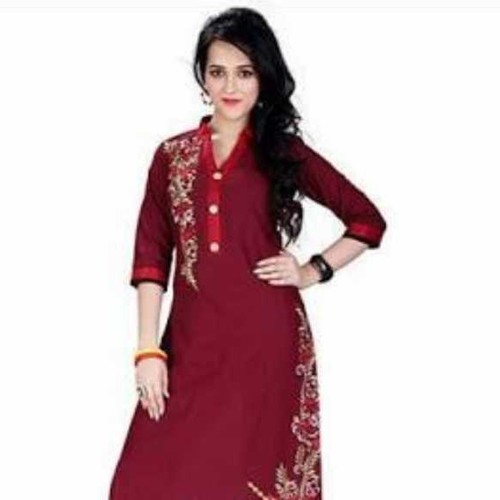 Ladies Printed And Plain Design Kurti 