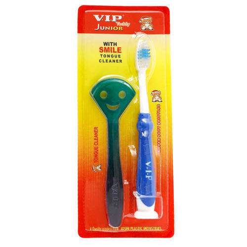 Blue V.I.P Teddy Junior Toothbrush With Smile Tongue Cleaner