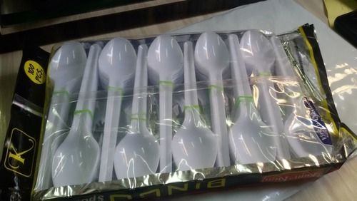 White Disposable Plastic Spoon - Premium Quality Raw Material, 6 Inches Long | Ideal for Catering and Events, Economical Bulk Packaging