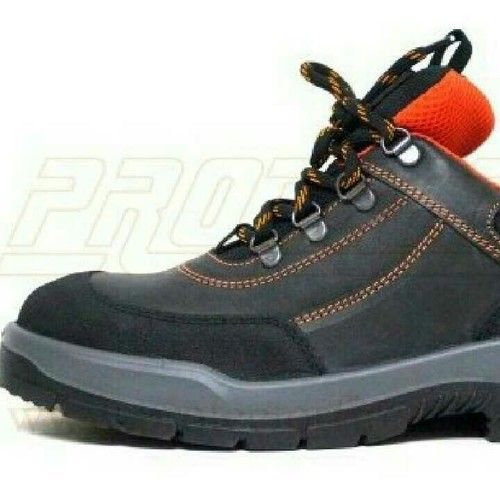 Mens Black Leather Safety Shoes