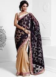 Half Net And Half Jacquard Sarees