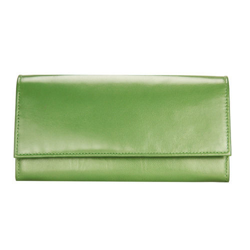 Plain Leather Ladies Green Bi Wallet