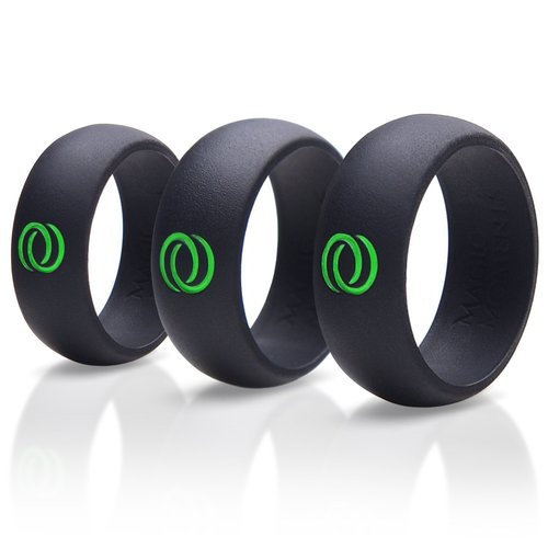 Black Rubber Wedding Band Pack with Gift Box