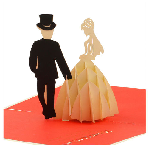 Wedding Anniversary Broom And Bride 3D Pop Up Card For Anniversary, Love, Wedding, Valentine