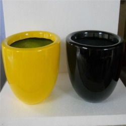 Yellow and Black Color FRP Lobby Planters