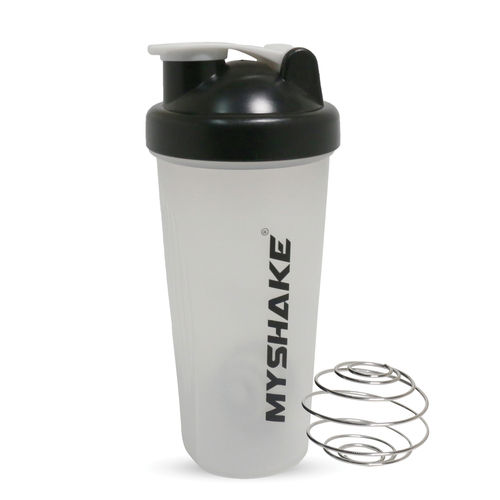 Myshake Classic Protein Plastic Shaker Bottle, 600ML (Black)