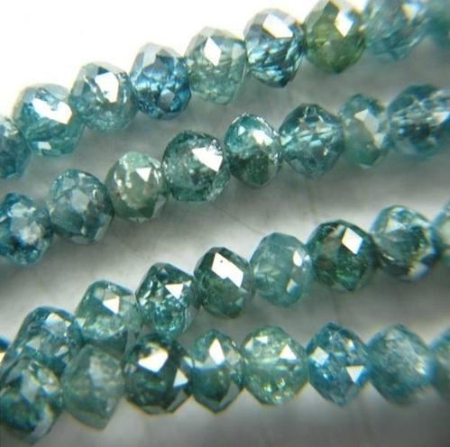 Natural Blue Faceted Diamond Beads Necklace