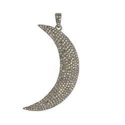 Pave Set Cubic Zirconia Crescent Moon Design Pendant