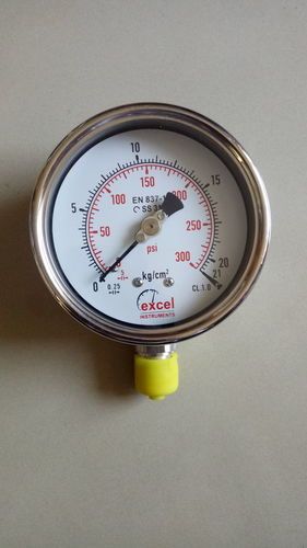 Glycerin Filled Pressure Gauge - Durable Brass Body, 4-inch Dial | Accurate Pressure Measurement, Enhanced Fluid Protection