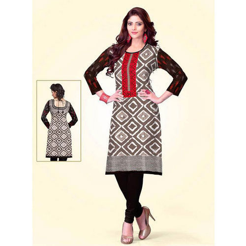 Black Printed Cotton Kurti