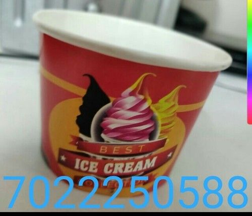 Paper Ice Cream Cup - Food Grade Paper, PE Coated Double, Multi-Color Offset Printing | Rigid, Sturdy Design for Ice Cream Rolls, Kulfi, and Scoops, Customizable Options Available