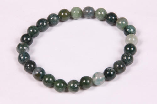 Moss Agate Beaded Rubber Bracelet