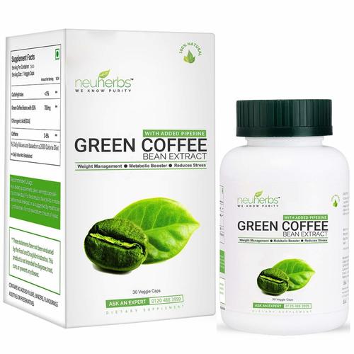 Neuherbs Green Coffee Bean Extract Capsules with added Piperine for Weight Management 800mg GCA - 30 Veggie Capsules