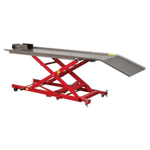 Hydraulic Motorcycle Lift - Mild Steel, 1-2 Ton Load Capacity, 2 To 6 Feet Adjustable Height - Color Coated Design For Enhanced Durability