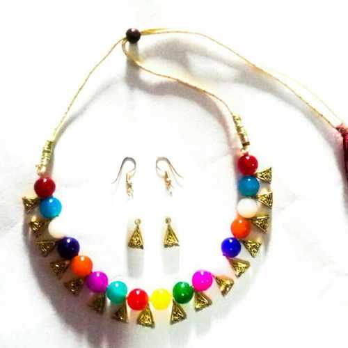 Multicolor Beaded Necklace Set With Earrings