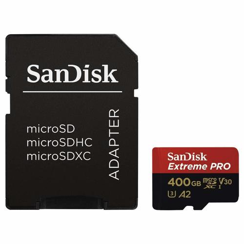 Extreme Pro Micro SDXC UHS-I U3 A2 V30 Memory Card Plus Adapter 400GB (SanDisk)