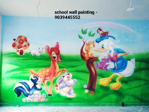 Playschool Cartoon Wall Painting Services Medium: Acrylic at Best Price in  Indore | School Wall Painting Artist