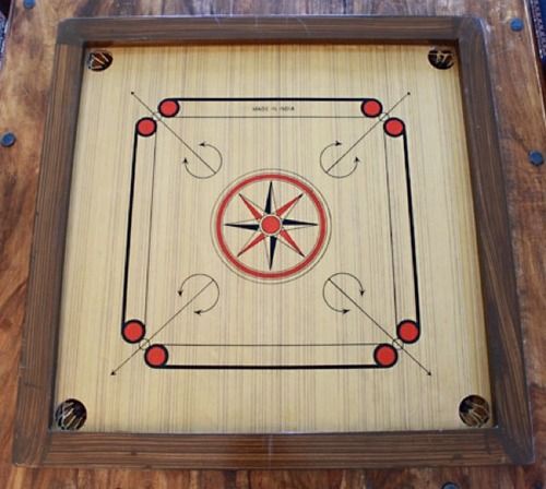 Square Wooden Carrom Board - Wooden Material, Brown Color, Matt Finish | Ideal Indoor Game for 4 Players, Perfect for Residences