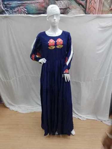 Ladies Navy Blue Full Sleeve Long Kurti