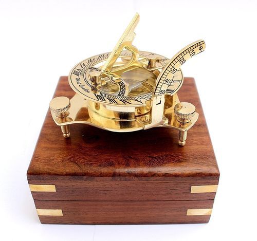 Gold Solid Polished Brass Compass Sundial