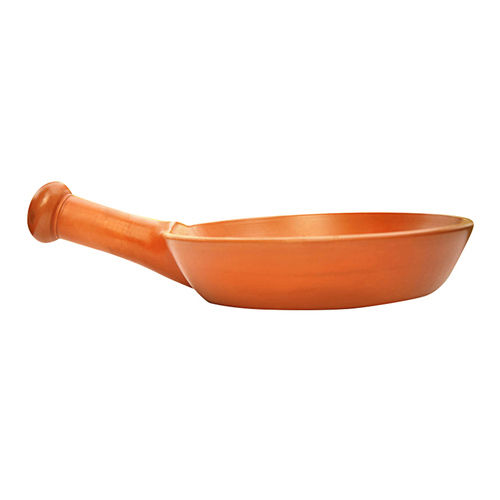 Ornately Handcrafted Natural Clay Frying Pan