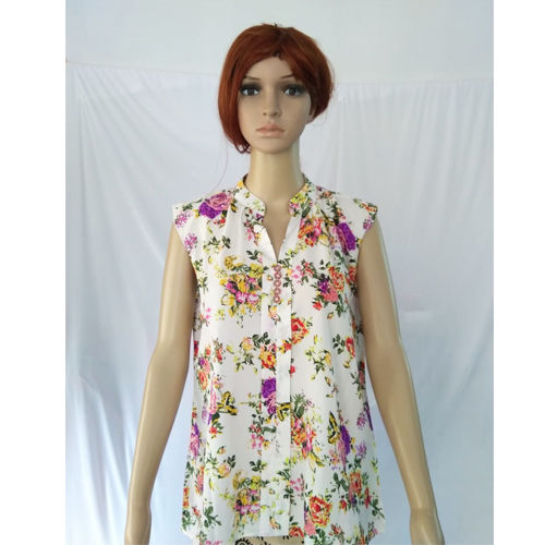 Floral Western Collared Sleeveless Top, Shirt