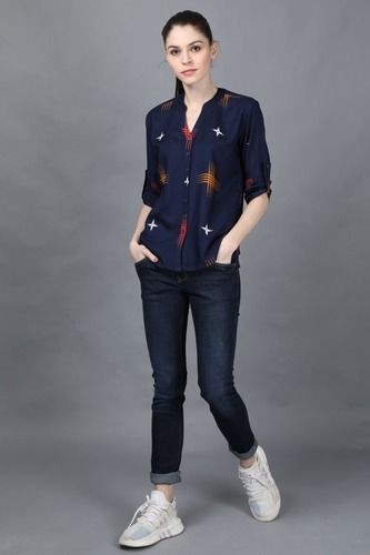 Ladies Stand Collar Shirt