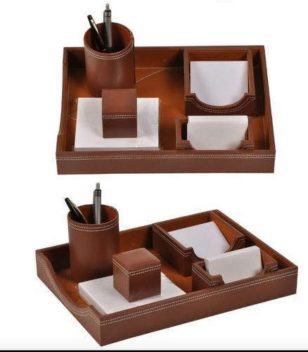 Leather Desk Set Organizer 5 Pcs.