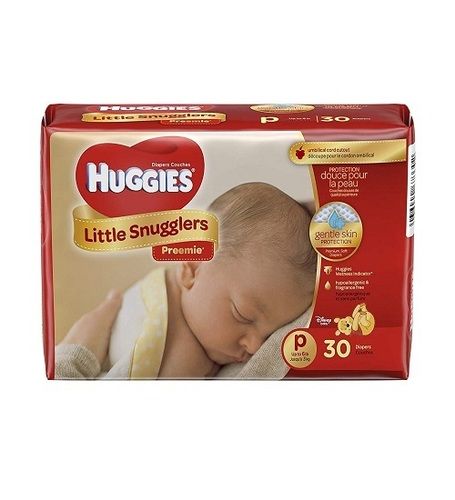 Original Little Snugglers Baby Diapers (Size Preemie, 30 Count (Pack of 2) (Huggies))