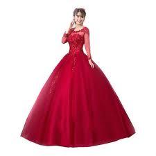 Round Neck Red Ball Gown