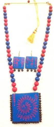 Designer Terracotta Necklace Pieces Are Painted With Bright And Eye Catching Colors