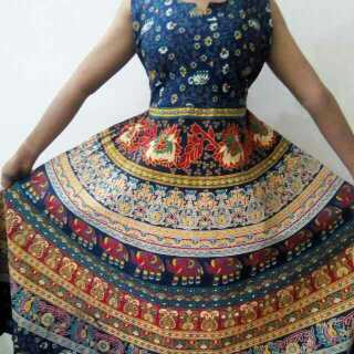 Multi Colour Pure Cotton Jaipuri Dress