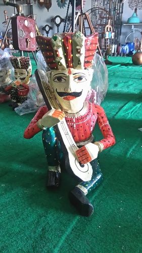 Antique Wooden Musicians Statue