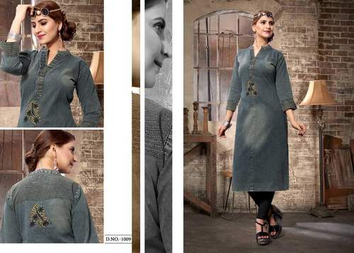 Full Sleeve Denim Kurti