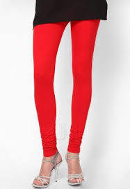 Washable Red Plain Cotton Leggings