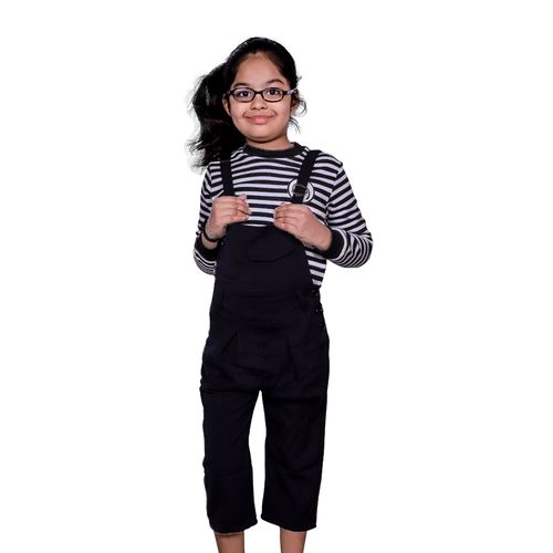 Black Fancy Designer Dungaree For Girls