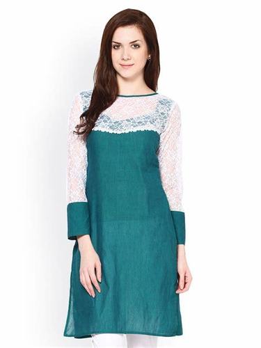 Ladies Green Net Kurtis