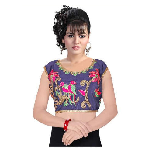 Designer Pure Cotton Blouse - Bangalori Half Sleeve Embroidered Wedding Wear, Full Cup Size Available in M, L, XL, XXL, XXXL