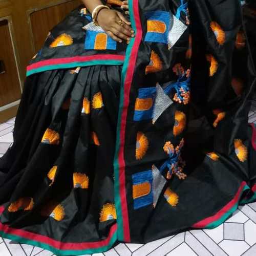 Semi-Automatic Designer Embroidered Silk Sarees