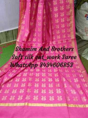 Half An Half Cut Work Soft Silk Saree