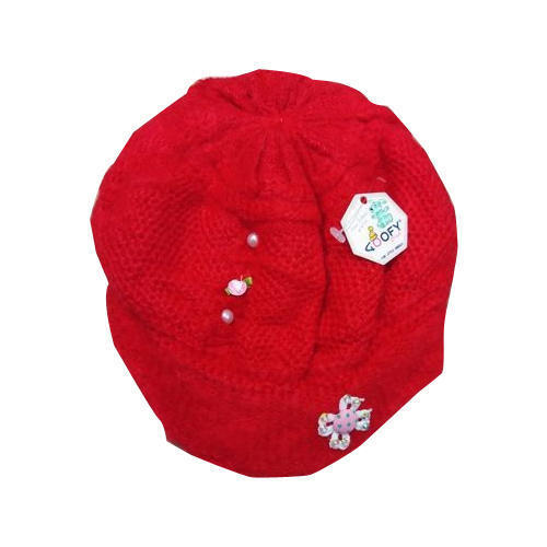 Ladies Designer Red Woolen Cap