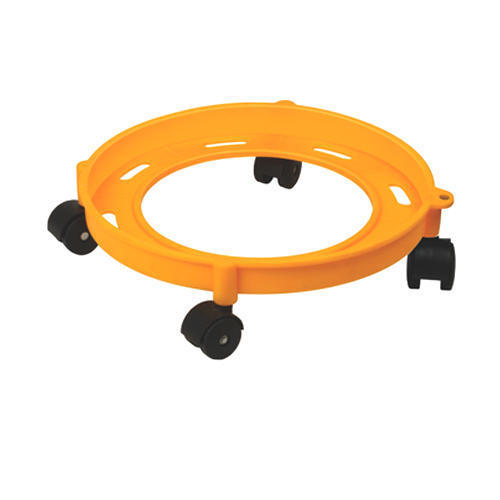 Plastic Gas Cylinder Trolley - Durable Plastic, Yellow and Black Color, 4 Wheel Design | Efficient Kitchen Accessory for Easy Transportation