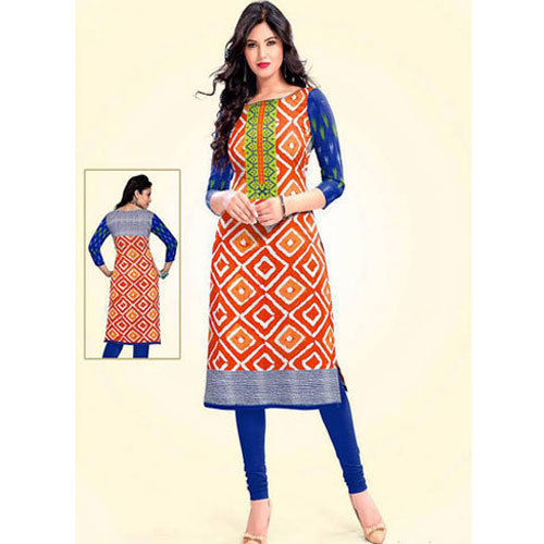 Designer Ladies Kurtis - Cotton, Stitched , Multi-Color A-Line Style with Unique Neck Designs for Casual Occasions