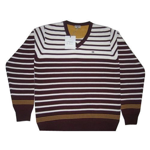 Wool Mens Striped Full Sleeves Sweater